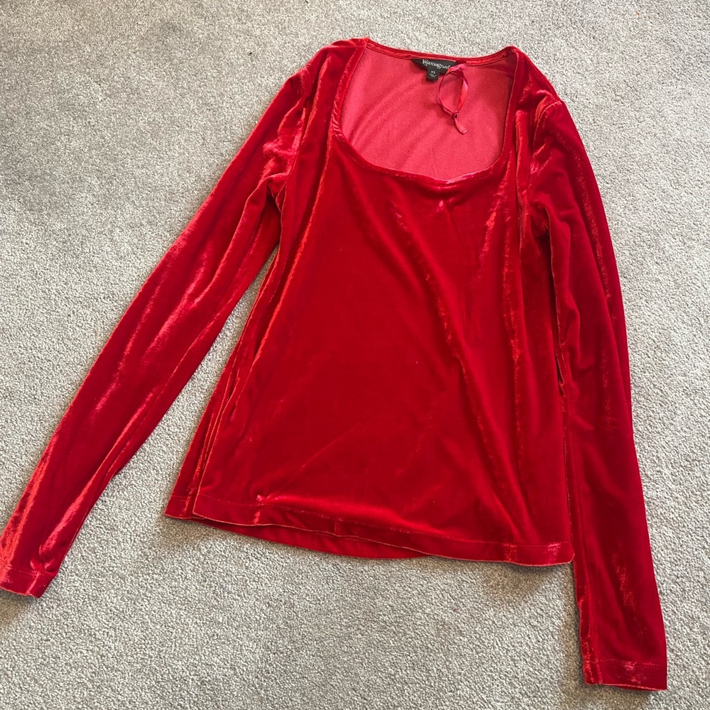 Red velvet long sleeve shirt - Picture 1 of 3